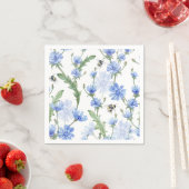 Serviette En Papier Aquarelle florale Bleu Douche d'anniversaire (En situation)