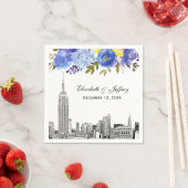 Serviette En Papier Aquarelle florale bleu Etch de Skyline ESB (En situation)