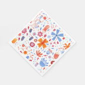 Serviette En Papier Aquarelle florale Bleu orange (Coin)