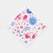 Serviette En Papier Aquarelle florale bleu rose (Coin)