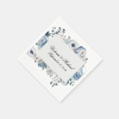 Serviette En Papier Aquarelle Florale Bleue Naples Florales (Coin)