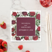 Serviette En Papier Aquarelle florale bourguignonne moderne Mariage él (En situation)