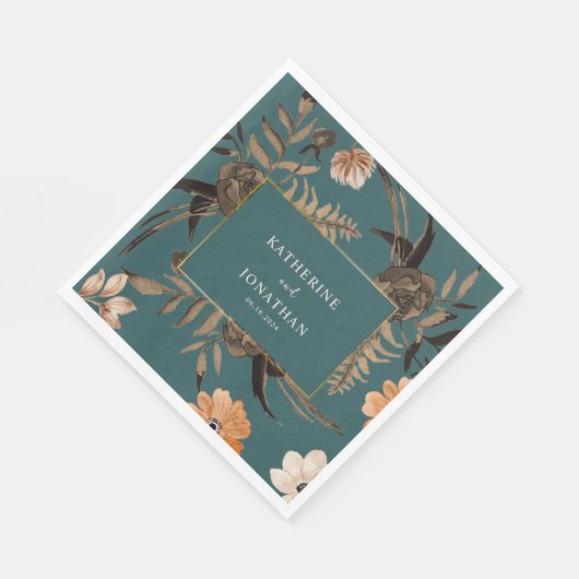 Serviette En Papier Aquarelle florale chute feuillage feuille Mariage  (Coin)