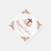 Serviette En Papier Aquarelle florale Croix religieuse Joyeux Pâques (Coin)