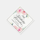 Serviette En Papier Aquarelle florale de printemps rose pâle Anniversa (Coin)