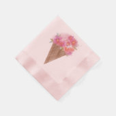 Serviette En Papier Aquarelle Florale Ice Cone de crème avec nom (Coin)