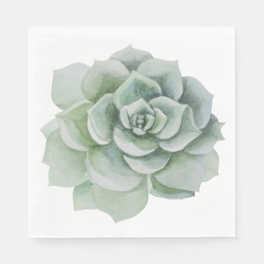 Serviette En Papier Aquarelle florale Mint Vert Cactus Succulent (Devant)