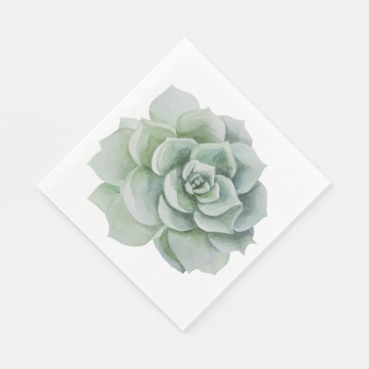 Serviette En Papier Aquarelle florale Mint Vert Cactus Succulent (Coin)