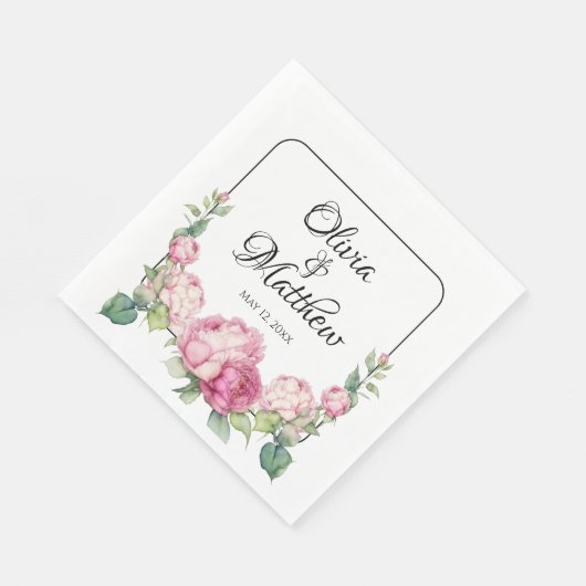 Serviette En Papier Aquarelle florale rose pis rose roses roses (Coin)