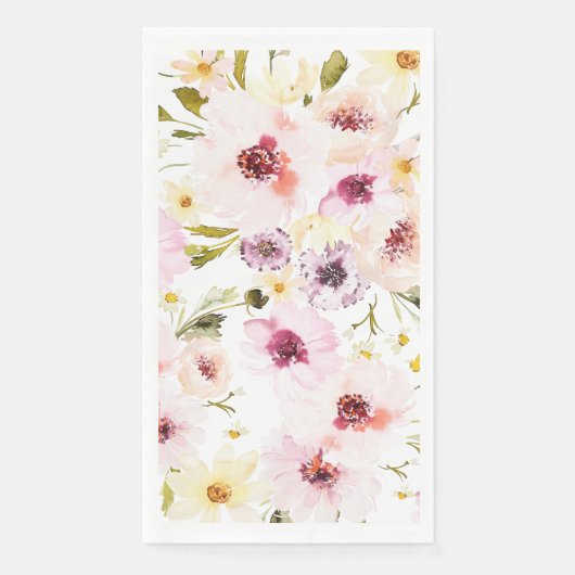 Serviette En Papier Aquarelle Florale Serviette d'hôte (Devant)