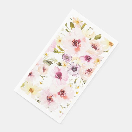 Serviette En Papier Aquarelle Florale Serviette d'hôte (Coin)