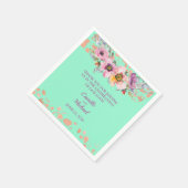Serviette En Papier Aquarelle Florale sur Neo Mint avec or Rose (Coin)