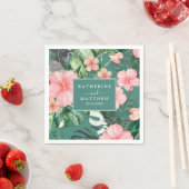 Serviette En Papier Aquarelle florale tendance Mariage vert tropical (En situation)