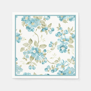Serviette En Papier Aquarelle Florale Turquoise Vert Olive