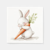 Serviette En Papier Aquarelle Fluffy Bunny Carrot Love (Devant)