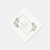 Serviette En Papier Aquarelle Flush Flowers Mariage Gold Navy (Coin)
