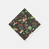 Serviette En Papier Aquarelle Forêt Champignons Fleurs Feuilles | (Coin)