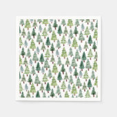 Serviette En Papier Aquarelle Forêt d'hiver de pins rustiques (Devant)