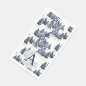 Serviette En Papier Aquarelle Forêt d'hiver Monogramme Noël (Coin)