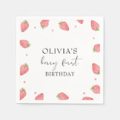 Serviette En Papier Aquarelle fraise 1er anniversaire fête Berry (Devant)
