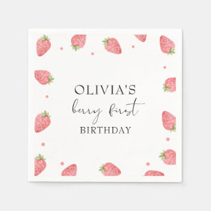 Serviette En Papier Aquarelle fraise 1er anniversaire fête Berry