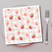 Serviette En Papier Aquarelle Fraise Pink Plat