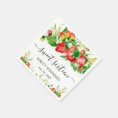 Serviette En Papier Aquarelle Fraises et Sweet sixteen de fleurs (Coin)