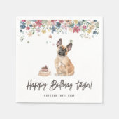 Serviette En Papier Aquarelle French Buldog Chien fête d'anniversaire (Devant)