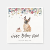 Aquarelle French Buldog Chien fête d'anniversaire