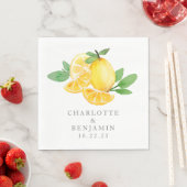 Serviette En Papier Aquarelle Fruit citron Mariage personnalisé (En situation)