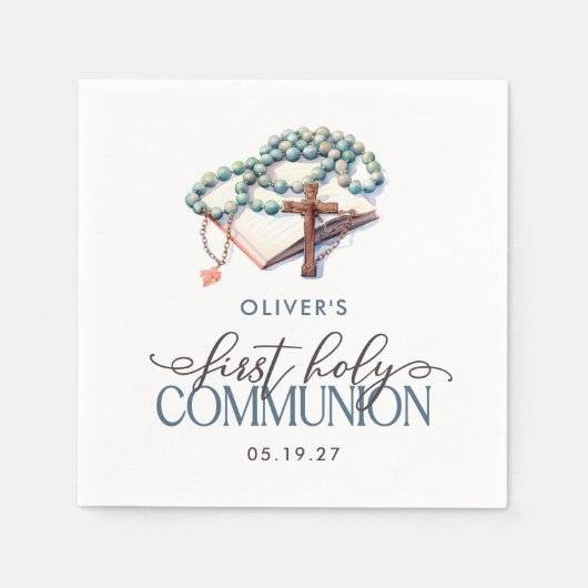 Serviette En Papier Aquarelle Garçon première sainte communion (Devant)