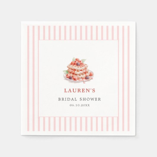 Serviette En Papier Aquarelle gaufres et baies Brunch nuptial (Devant)