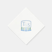 Serviette En Papier Aquarelle Ginger Jar Monogramme Mariage Crest (Coin)