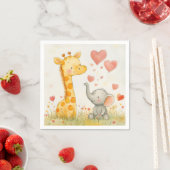 Serviette En Papier Aquarelle Giraffe et Eléphant (En situation)