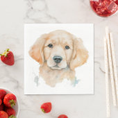 Serviette En Papier Aquarelle Golden Retriever mignon Chien chiot (En situation)