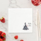 Serviette En Papier Aquarelle gothique rose mariage noir (En situation)