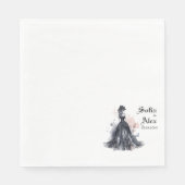 Serviette En Papier Aquarelle gothique rose mariage noir (Devant)