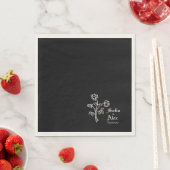 Serviette En Papier Aquarelle gothique rose mariage noir (En situation)