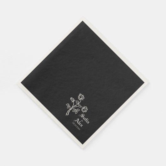 Serviette En Papier Aquarelle gothique rose mariage noir (Coin)