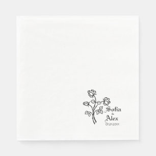 Serviette En Papier Aquarelle gothique rose mariage noir