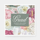 Serviette En Papier Aquarelle Grad Floral Élégant Graduation Moderne (Devant)