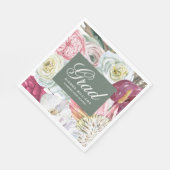Serviette En Papier Aquarelle Grad Floral Élégant Graduation Moderne (Coin)