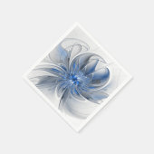 Serviette En Papier Aquarelle gris bleu Abstrait Fractal Art Flower (Coin)