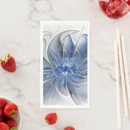 Serviette En Papier Aquarelle gris bleu Abstrait Fractal Art Flower (En situation)