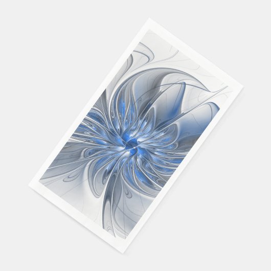 Serviette En Papier Aquarelle gris bleu Abstrait Fractal Art Flower (Coin)
