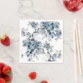 Serviette En Papier Aquarelle Gris et bleu Floral (En situation)