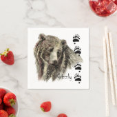 Serviette En Papier Aquarelle Grizzli Ours Faune Nature Art (En situation)