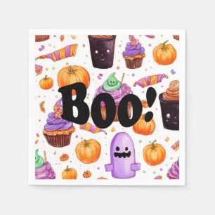 Serviette En Papier Aquarelle Halloween Candy Boo