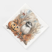 Serviette En Papier Aquarelle Halloween Chickadee Bird pour Découpage (Coin)