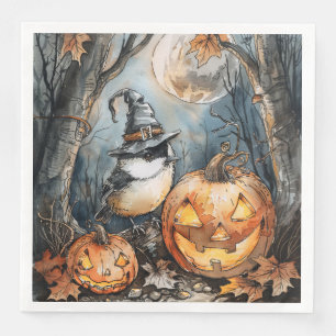 Serviette En Papier Aquarelle Halloween chickadee pour découpage
